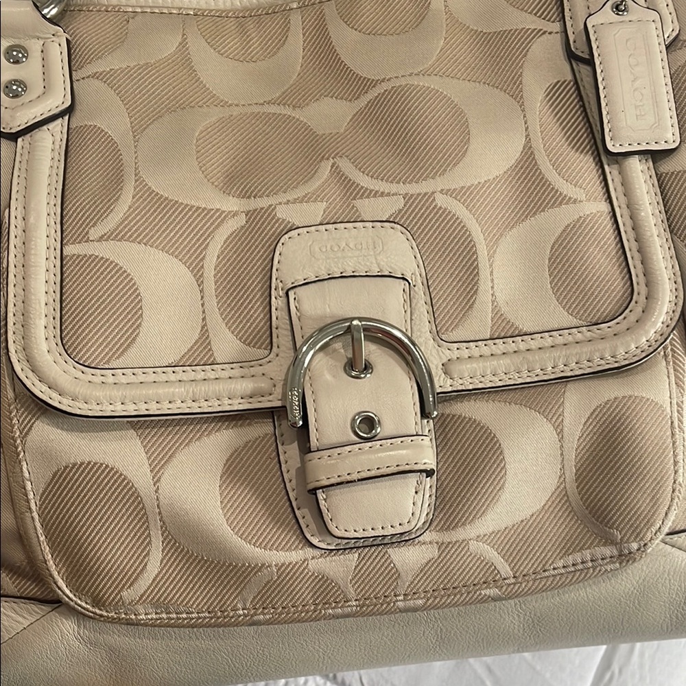 Coach Cream Tote Bag with Leather Trim - Picture 8 of 16